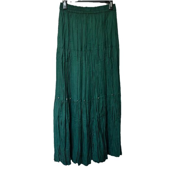 VTG Southwest Canyon Maxi Skirt Med Broomstick Green Western Prairie Pull On - Picture 1 of 7
